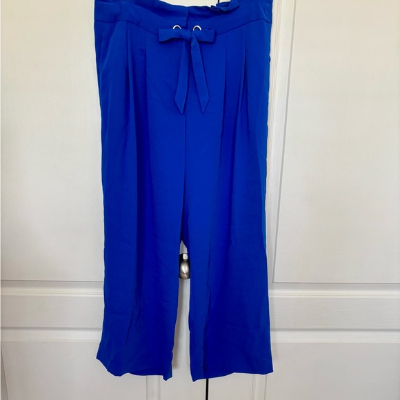Tahari Royal Blue Wide Leg Pants Size 10 | High Waist & Cropped Fit NWT - Picture 2 of 14